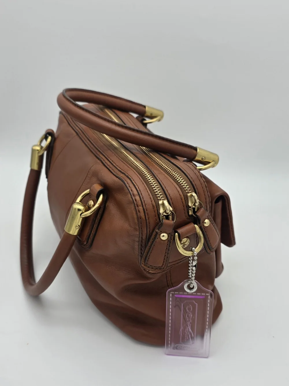 Classic Brown Leather Satchel Handbag